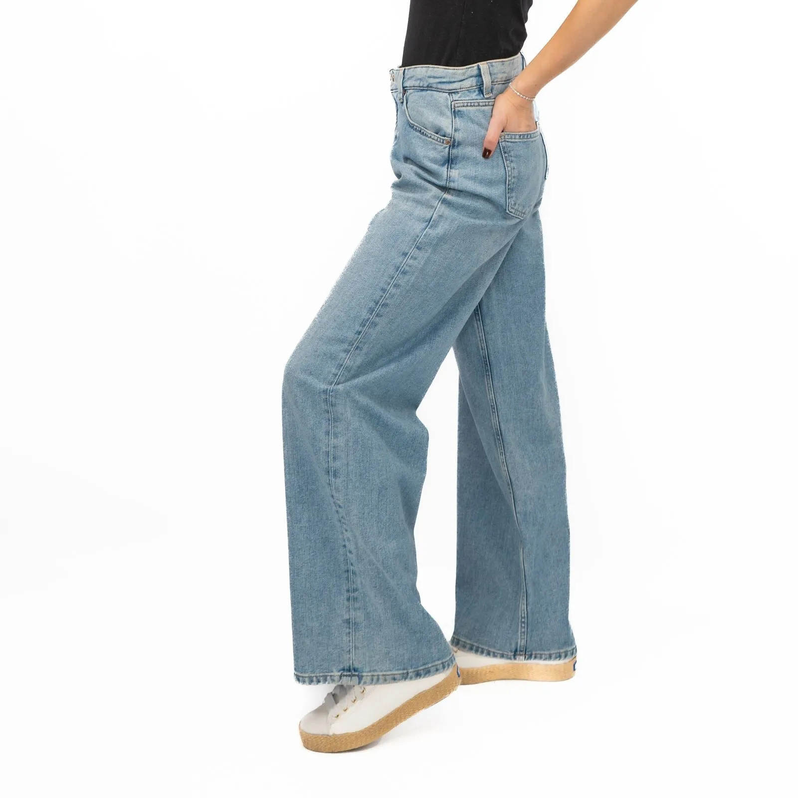 M&S Slouchy Wide Leg Jeans Light Blue Denim