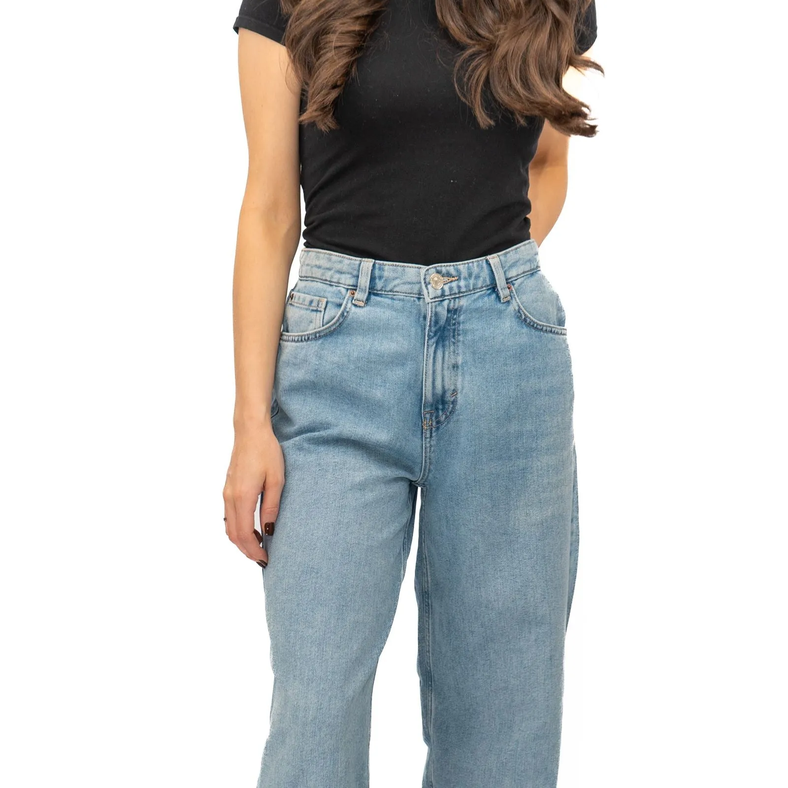 M&S Slouchy Wide Leg Jeans Light Blue Denim