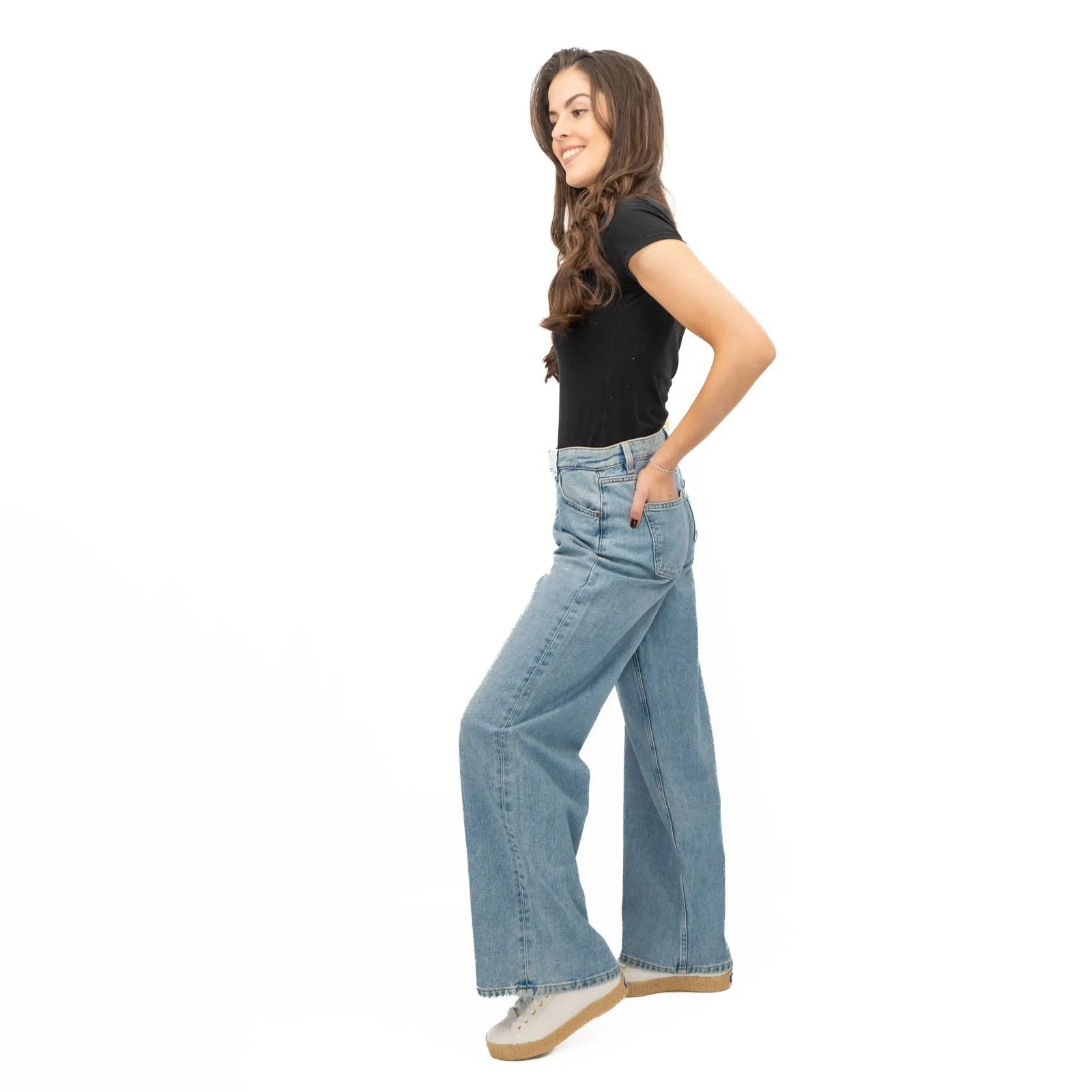 M&S Slouchy Wide Leg Jeans Light Blue Denim
