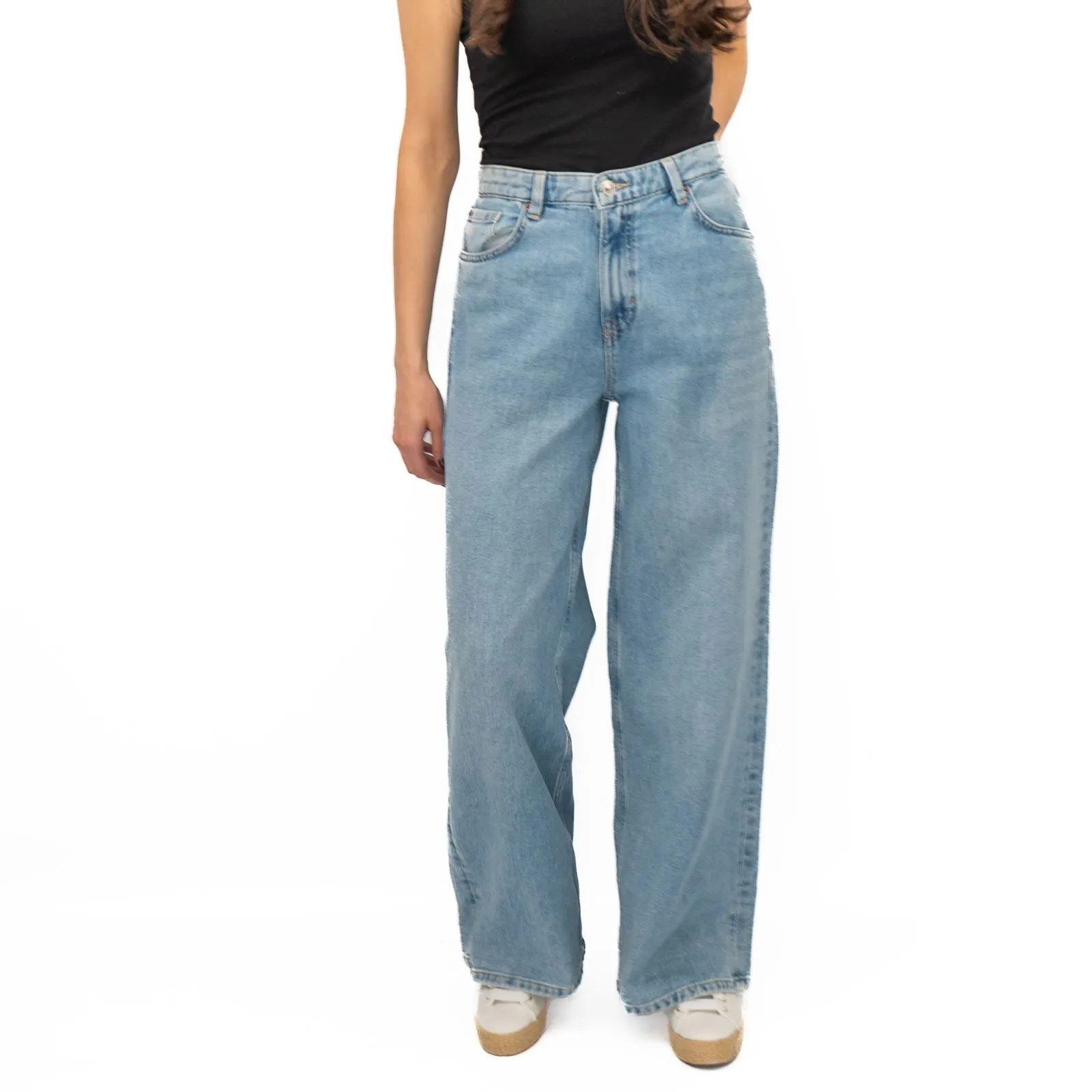 M&S Slouchy Wide Leg Jeans Light Blue Denim