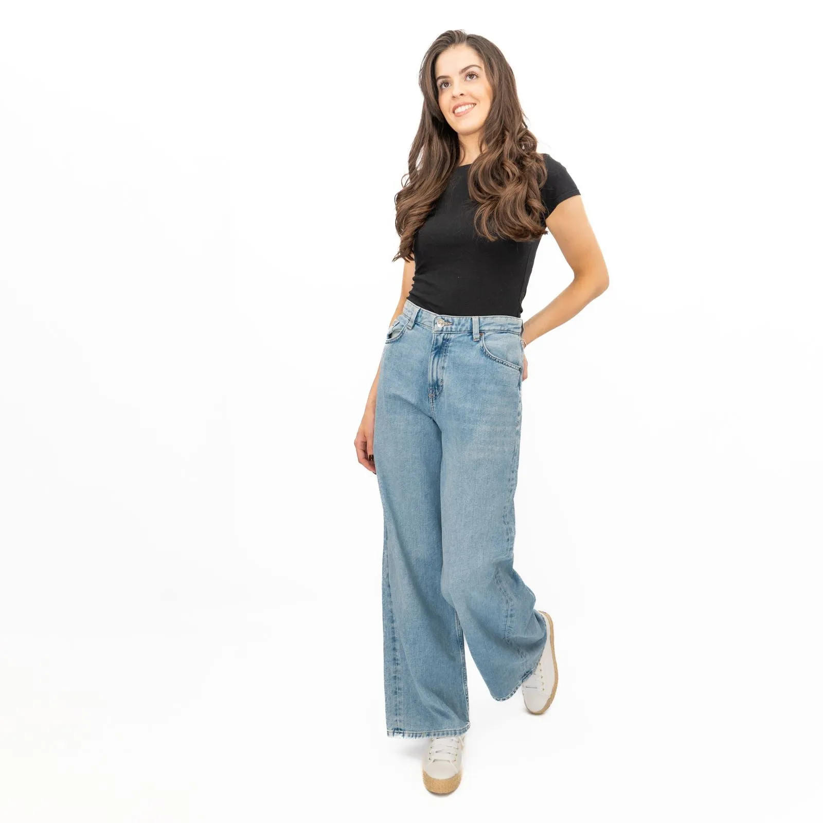 M&S Slouchy Wide Leg Jeans Light Blue Denim