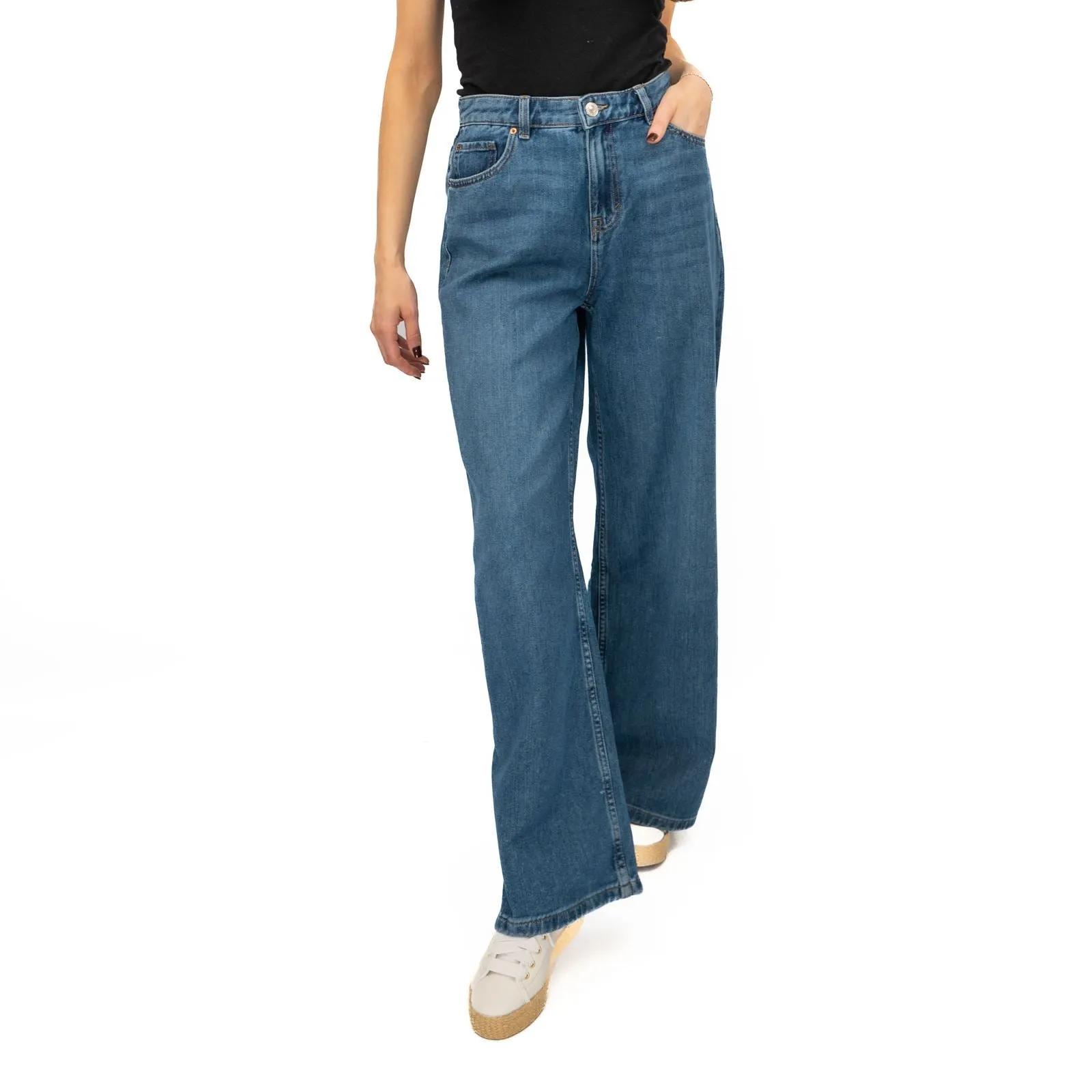 M&S Slouchy Wide Leg Jeans Medium Indigo Denim