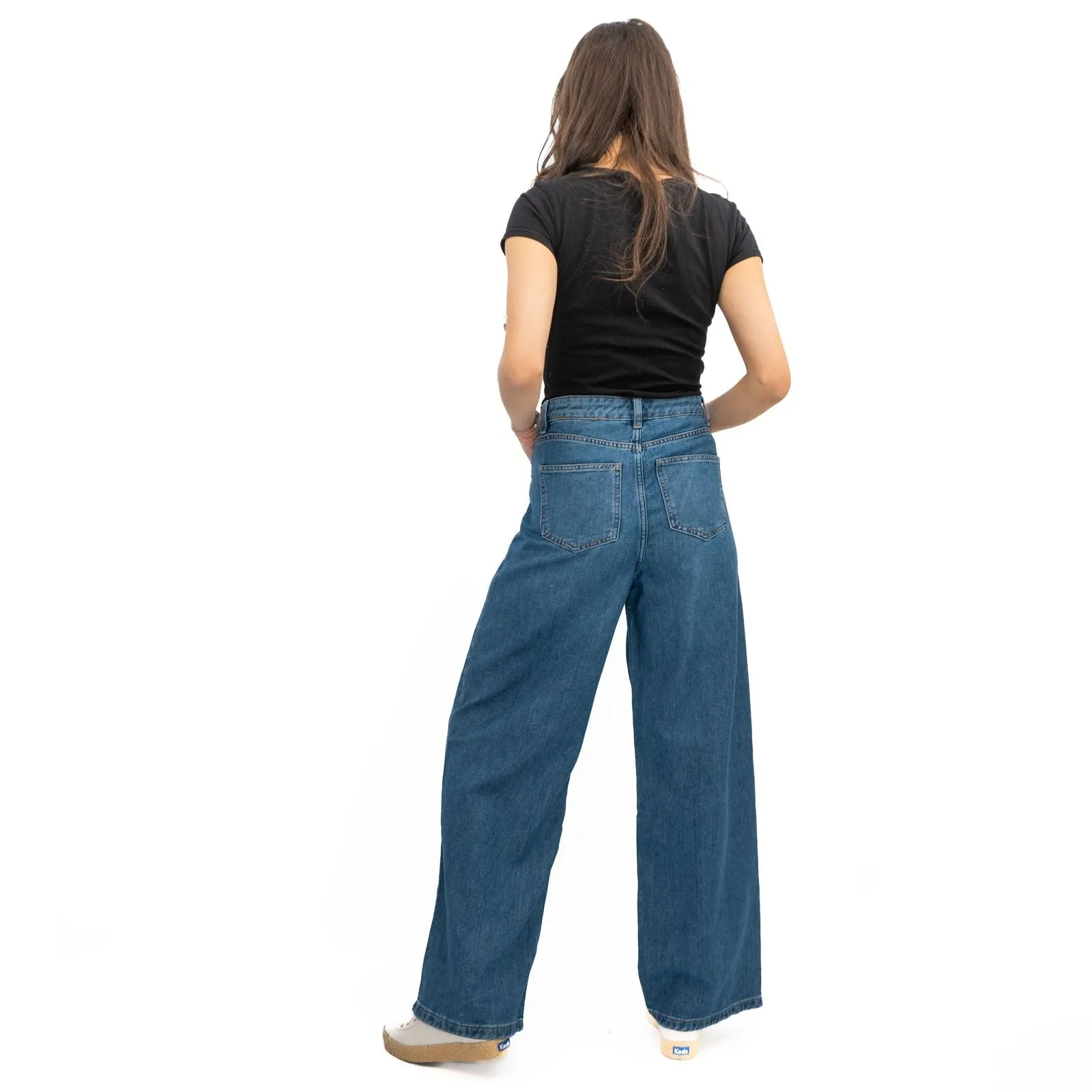 M&S Slouchy Wide Leg Jeans Medium Indigo Denim