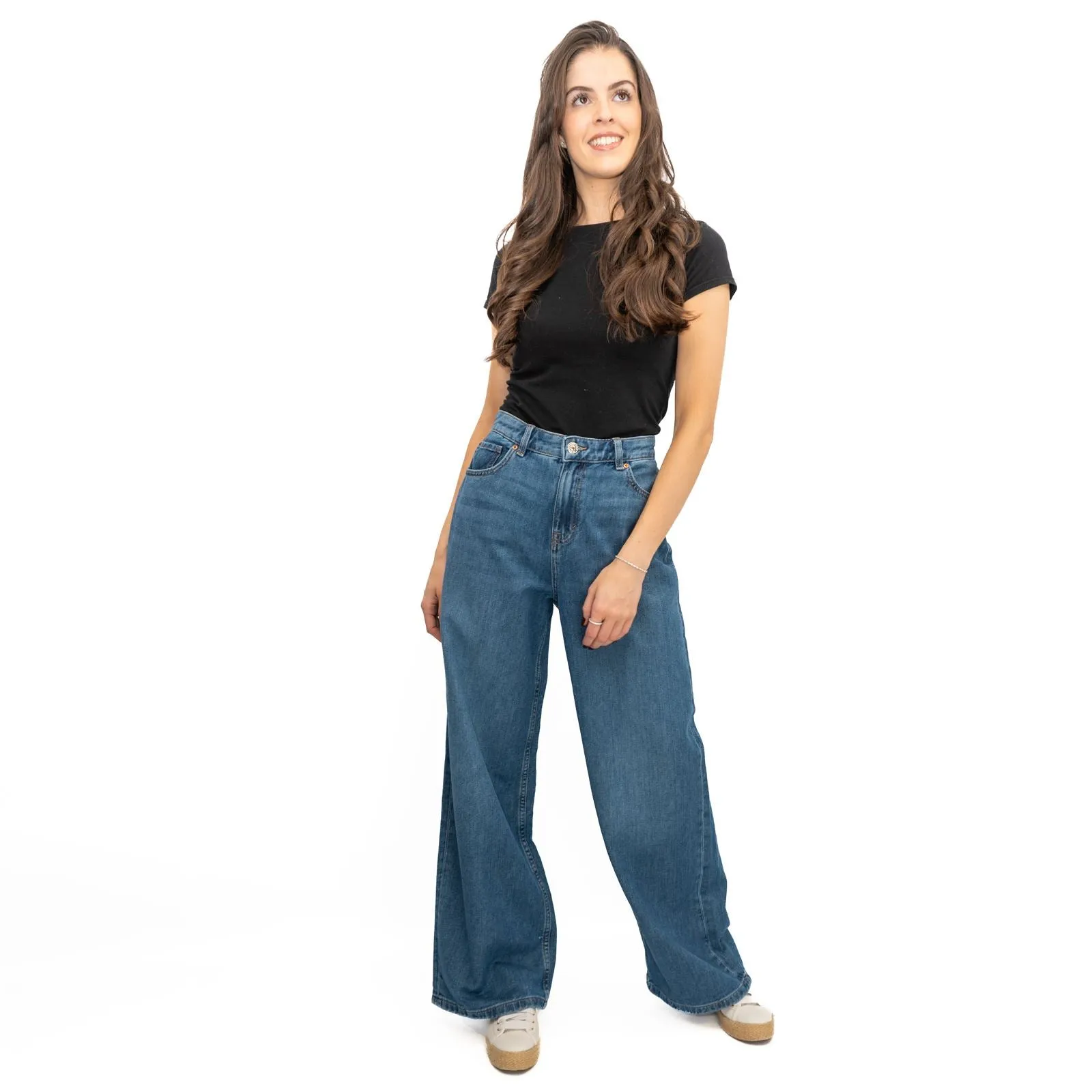 M&S Slouchy Wide Leg Jeans Medium Indigo Denim