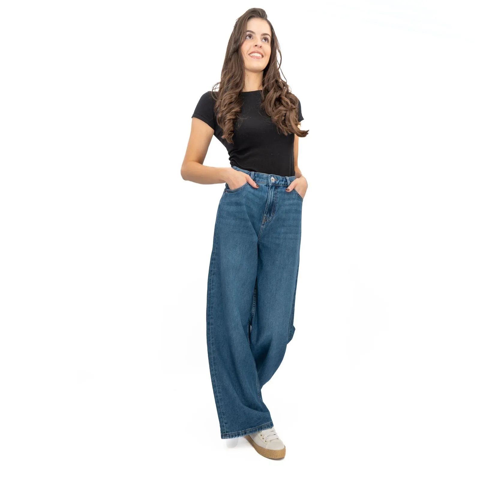 M&S Slouchy Wide Leg Jeans Medium Indigo Denim