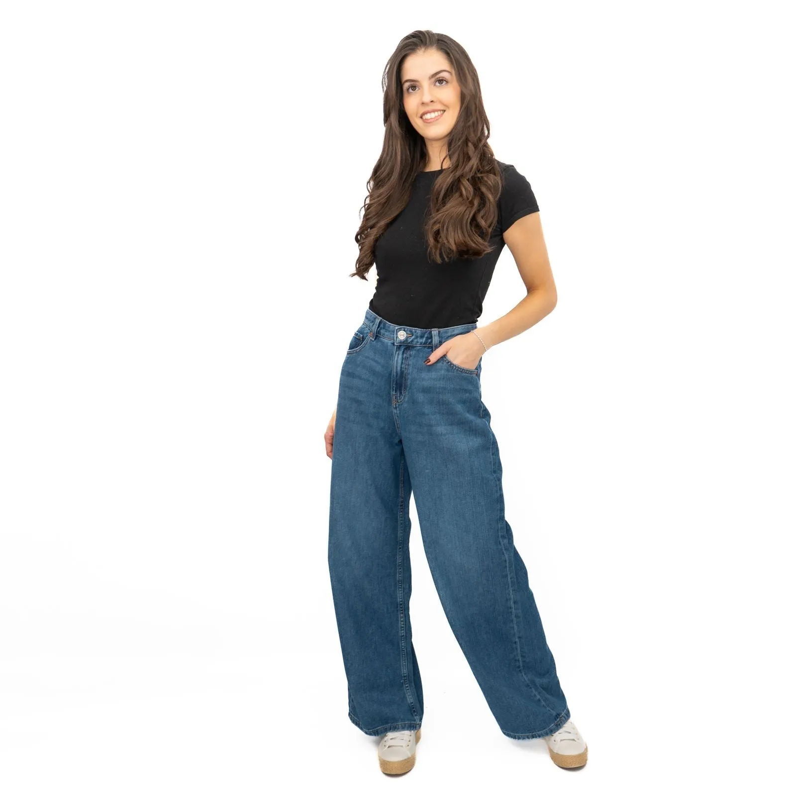 M&S Slouchy Wide Leg Jeans Medium Indigo Denim