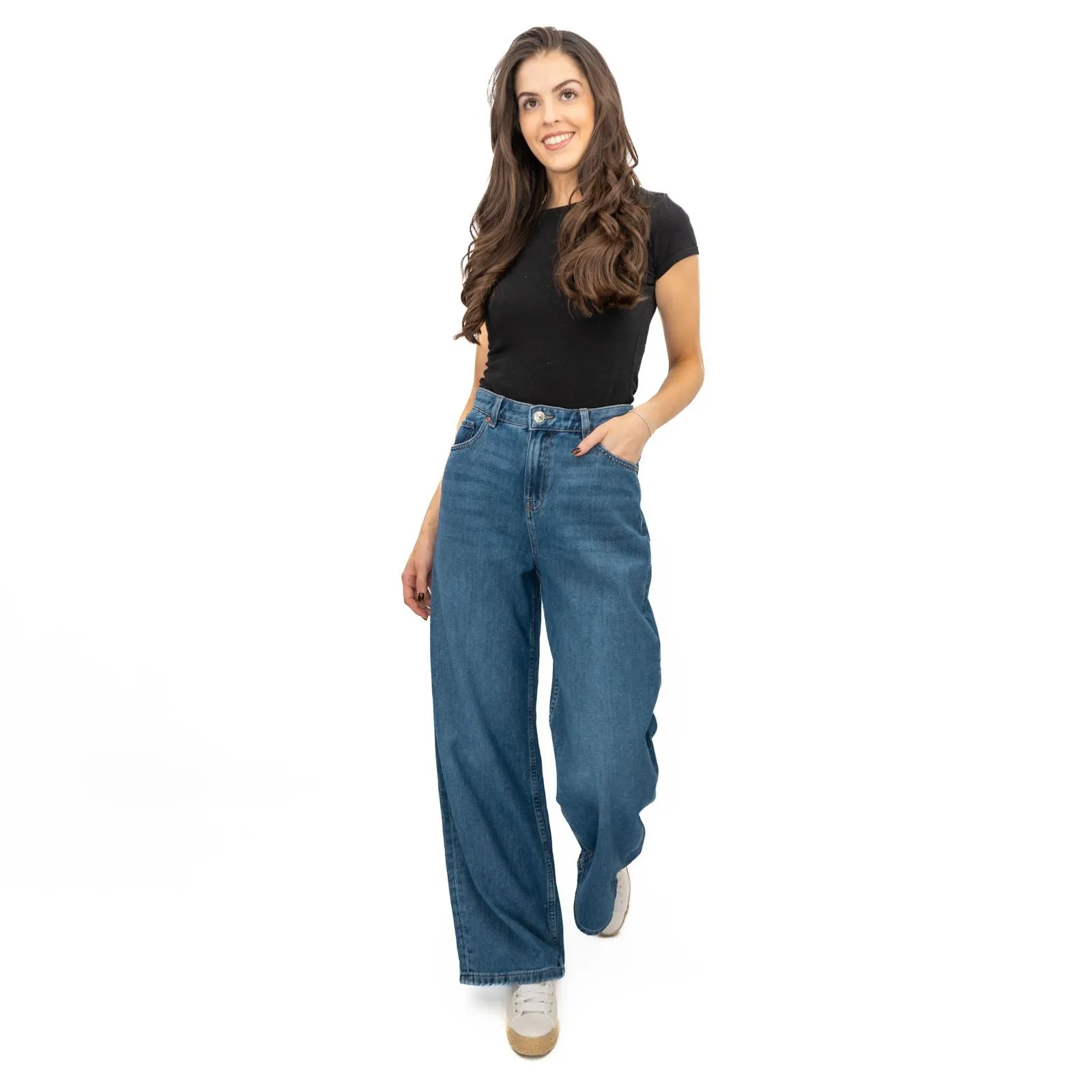 M&S Slouchy Wide Leg Jeans Medium Indigo Denim
