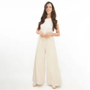 M&S Wide Leg Palazzo High Waist Jeans Ecru