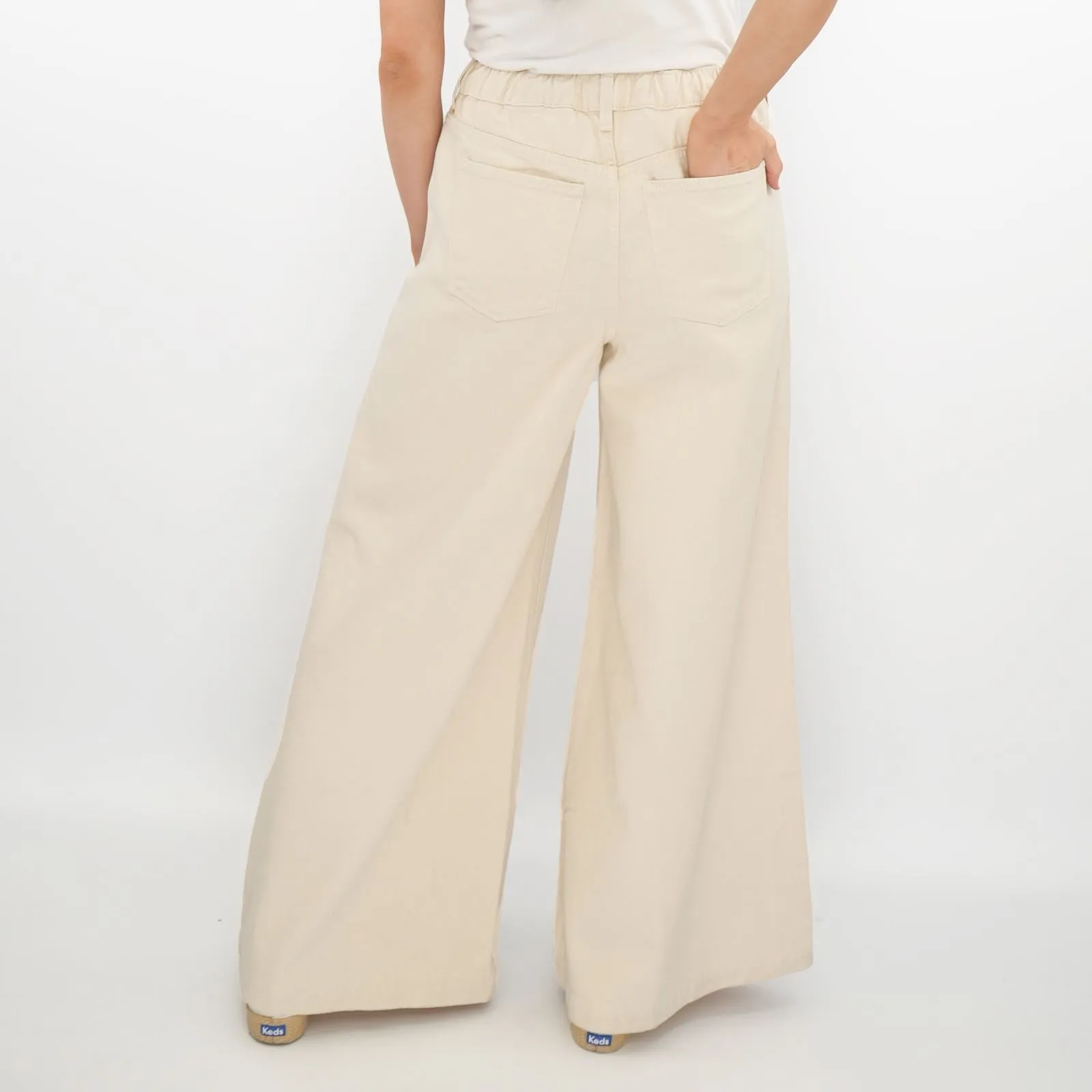 M&S Wide Leg Palazzo High Waist Jeans Ecru