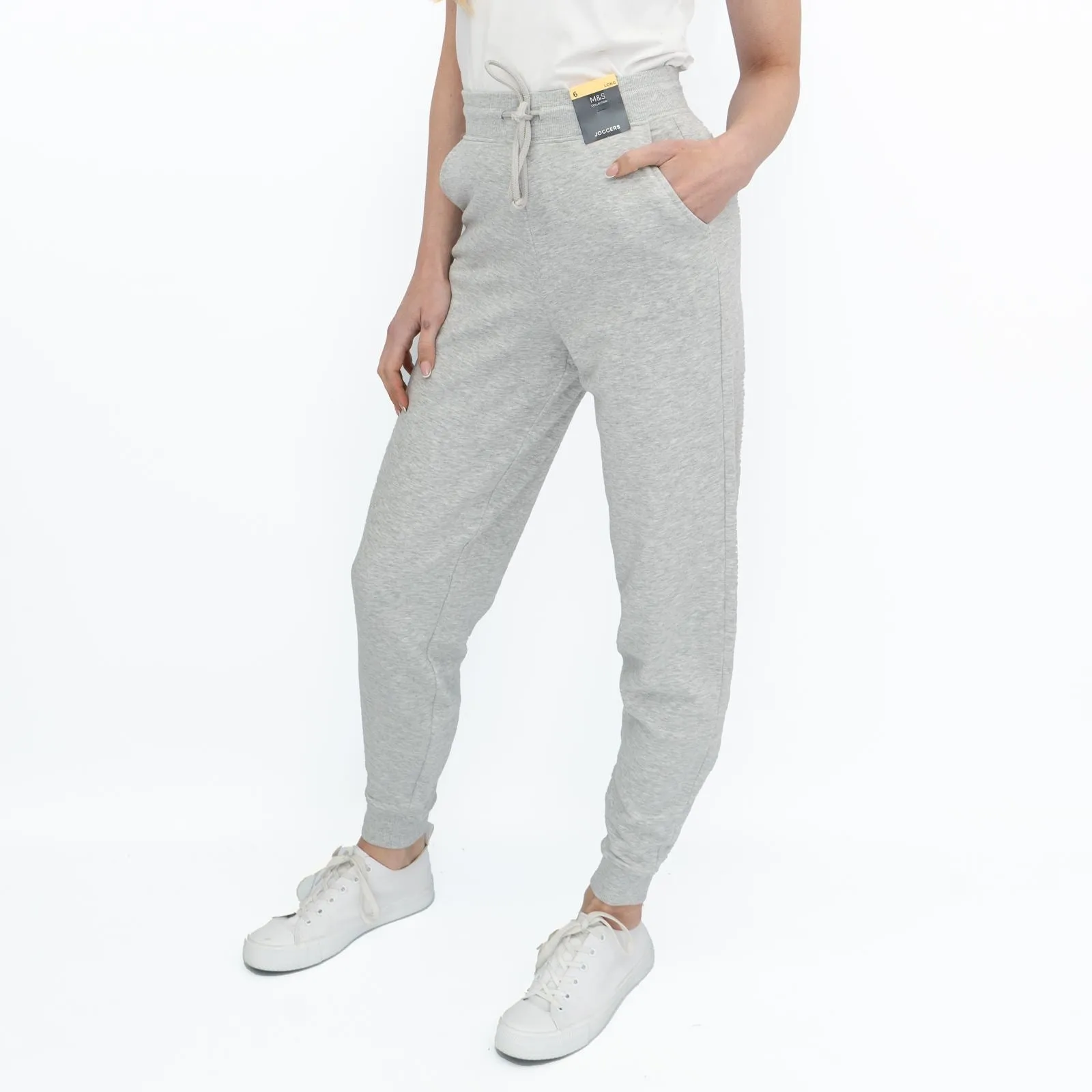 M&S Womens Classic Jogger Cotton Rich Grey