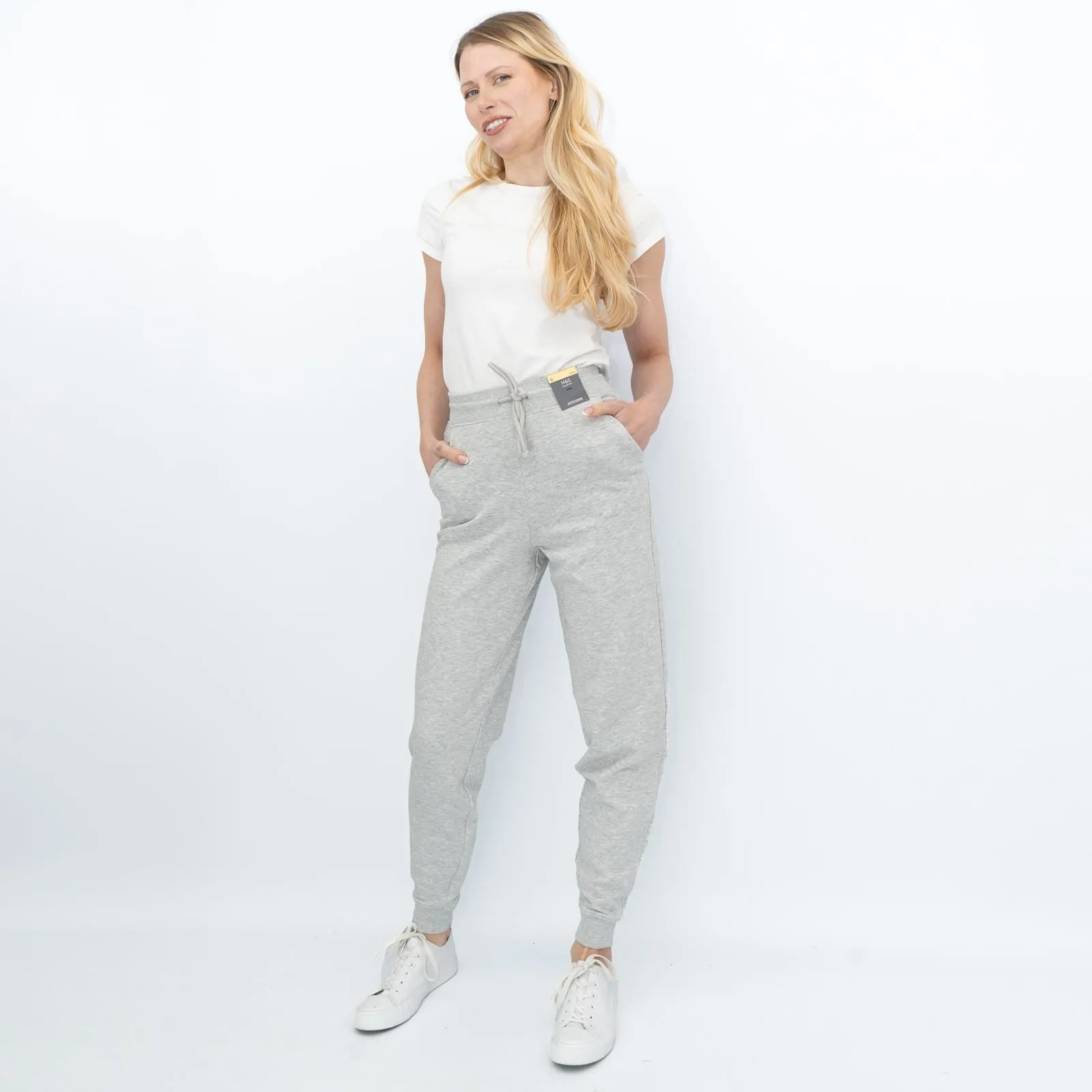 M&S Womens Classic Jogger Cotton Rich Grey