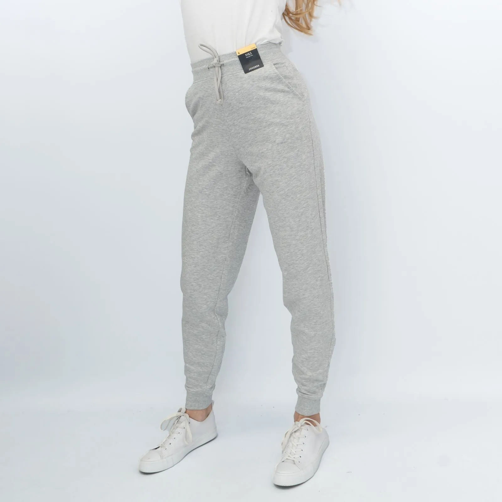 M&S Womens Classic Jogger Cotton Rich Grey