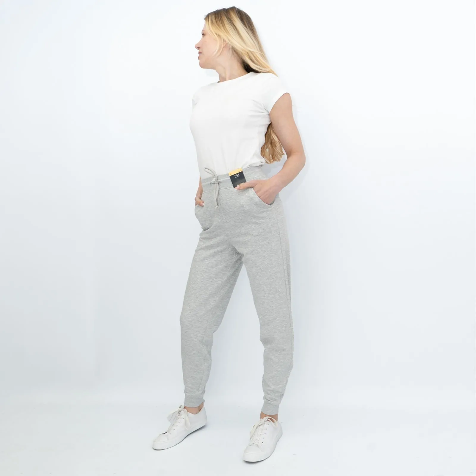 M&S Womens Classic Jogger Cotton Rich Grey