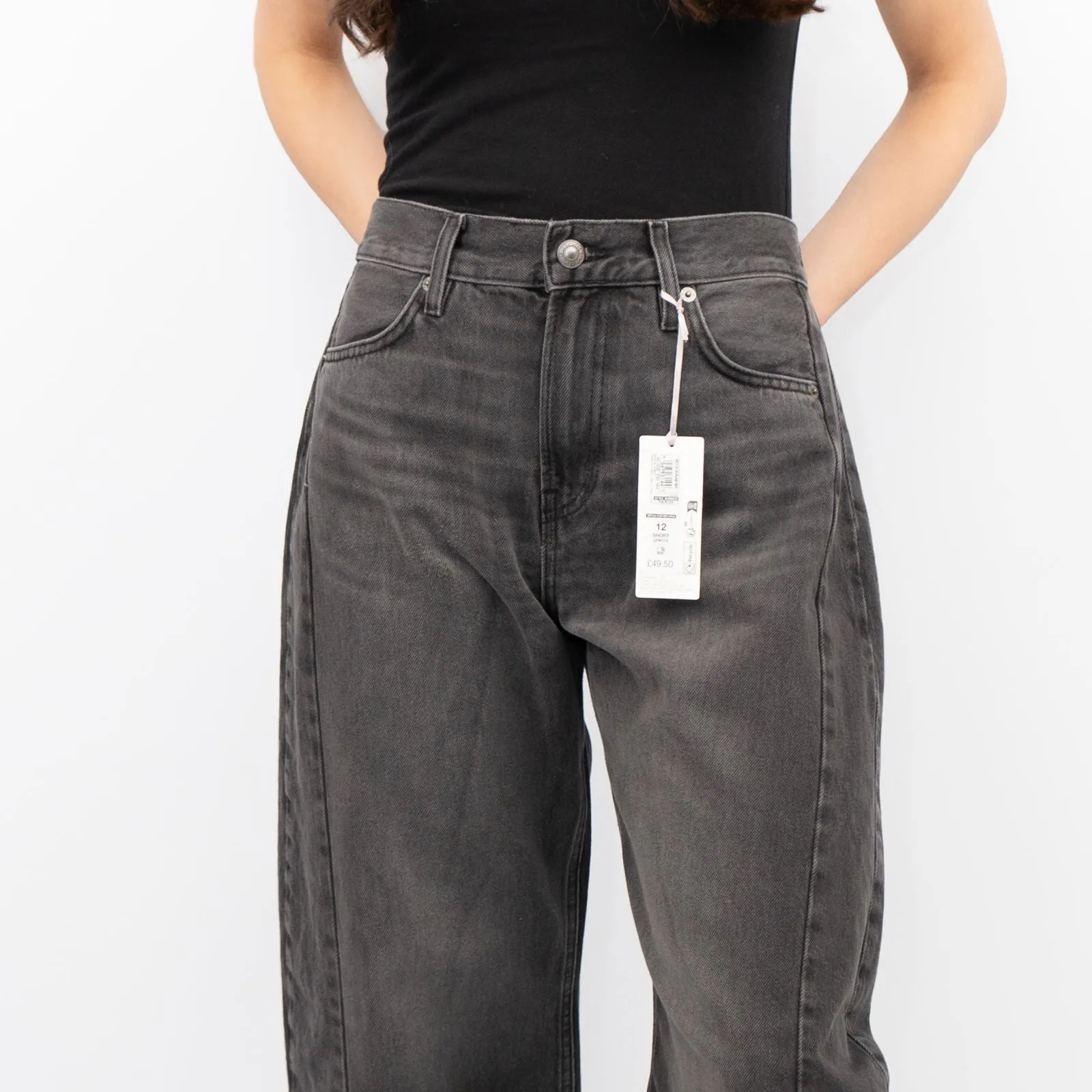 M&S Womens Sienna Miller Crop Grey Jeans Barrel Leg