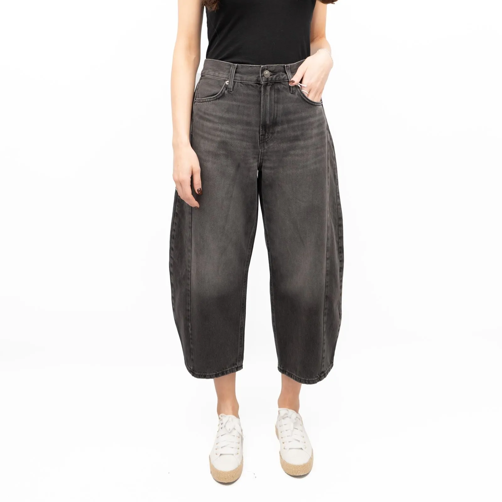 M&S Womens Sienna Miller Crop Grey Jeans Barrel Leg