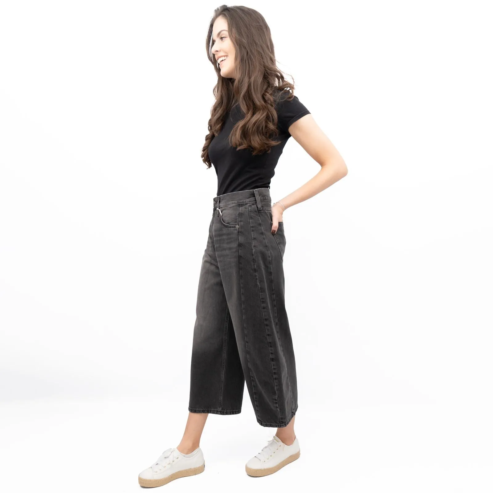 M&S Womens Sienna Miller Crop Grey Jeans Barrel Leg