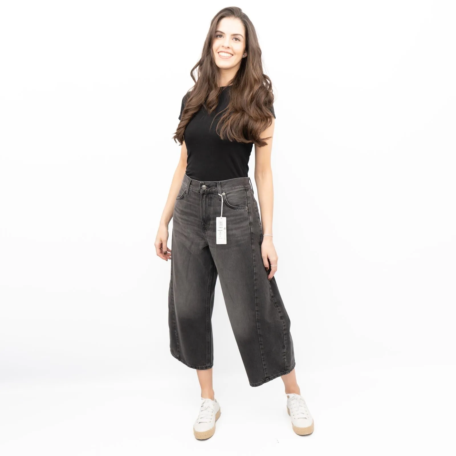 M&S Womens Sienna Miller Crop Grey Jeans Barrel Leg
