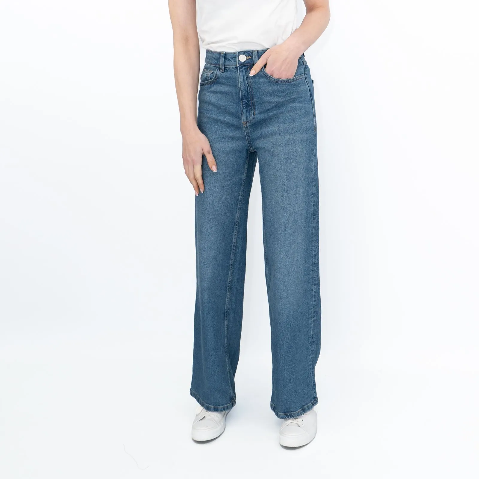 M&S Women's Wide Leg Blue Jeans Medium Indigo
