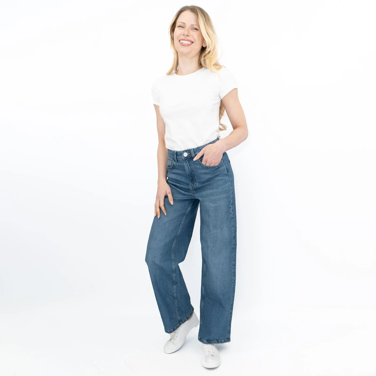 M&S Women's Wide Leg Blue Jeans Medium Indigo