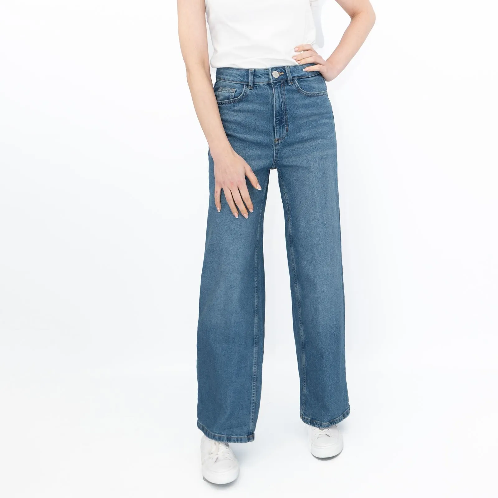 M&S Women's Wide Leg Blue Jeans Medium Indigo
