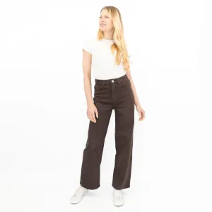 M&S Womens Wide Leg Jeans Chocolate Brown