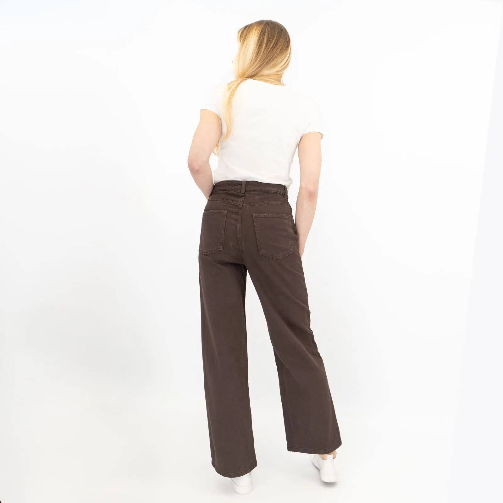 M&S Womens Wide Leg Jeans Chocolate Brown