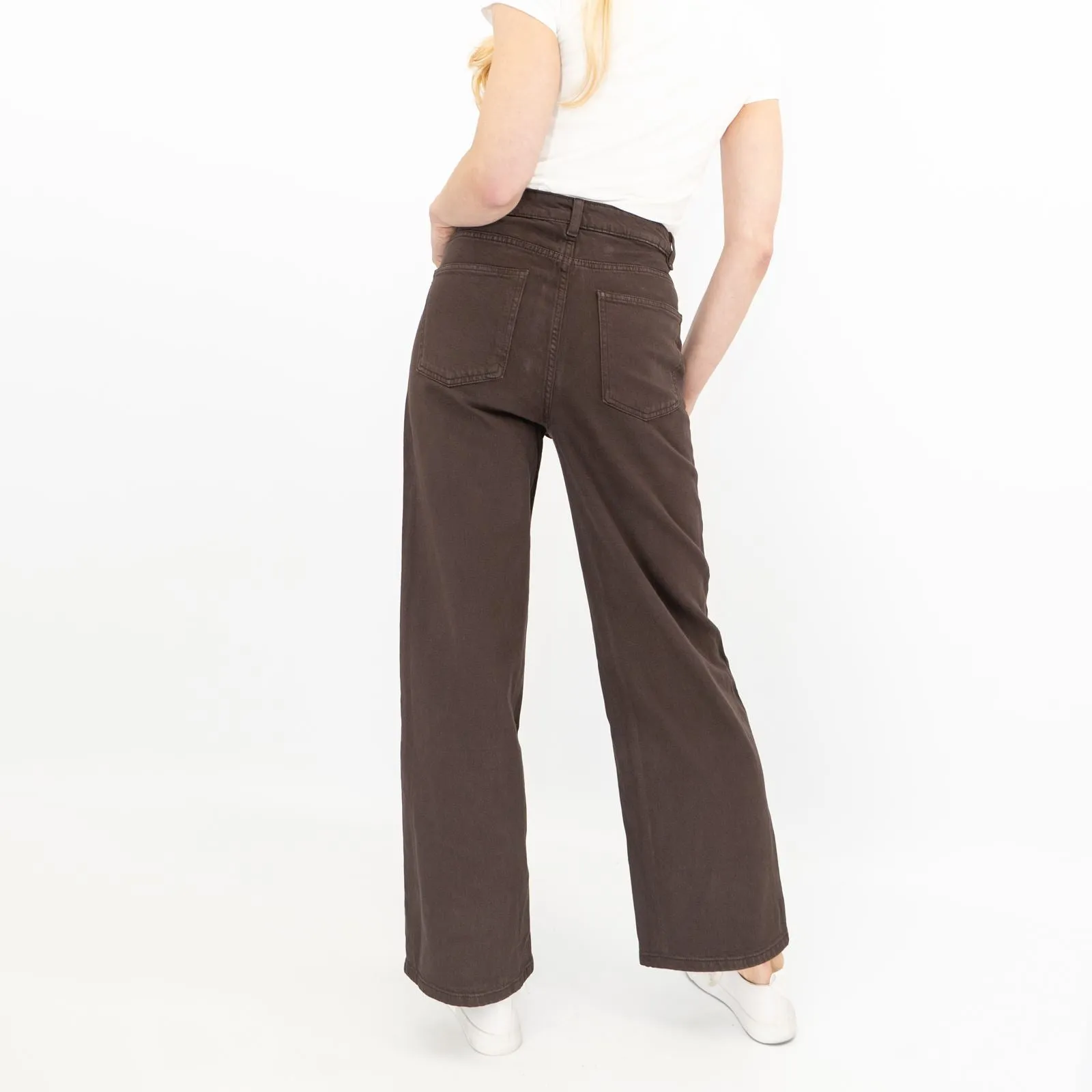M&S Womens Wide Leg Jeans Chocolate Brown