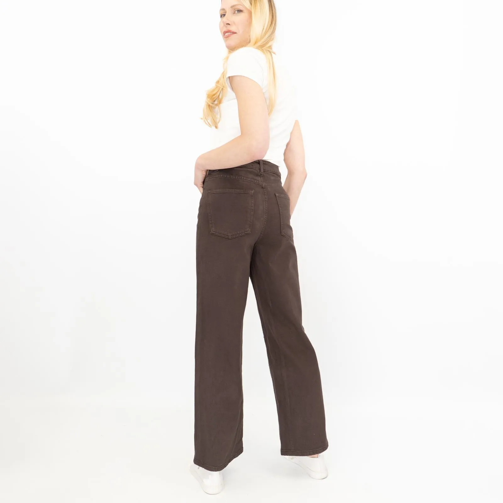 M&S Womens Wide Leg Jeans Chocolate Brown