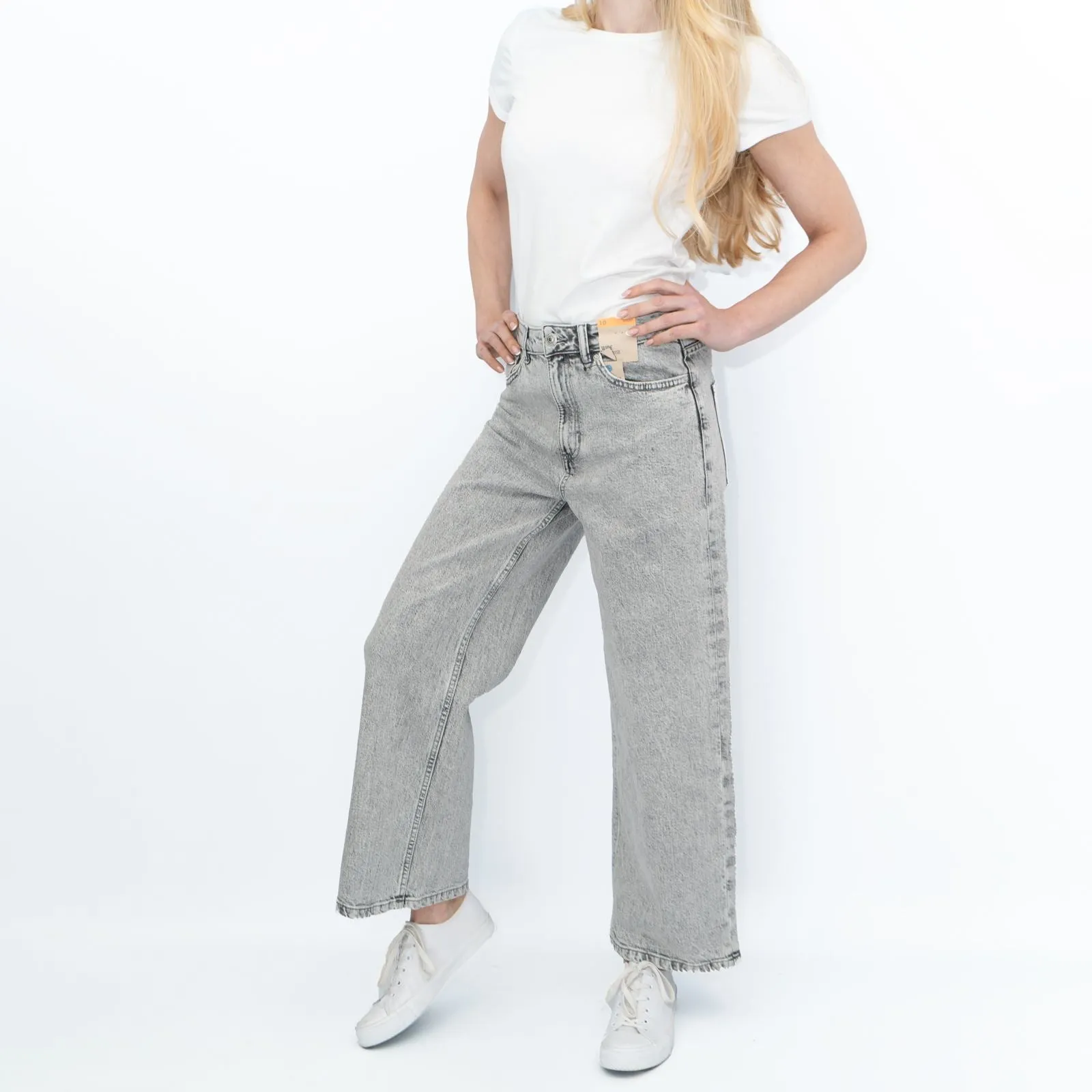 M&S Women's Wide Leg Jeans Grey