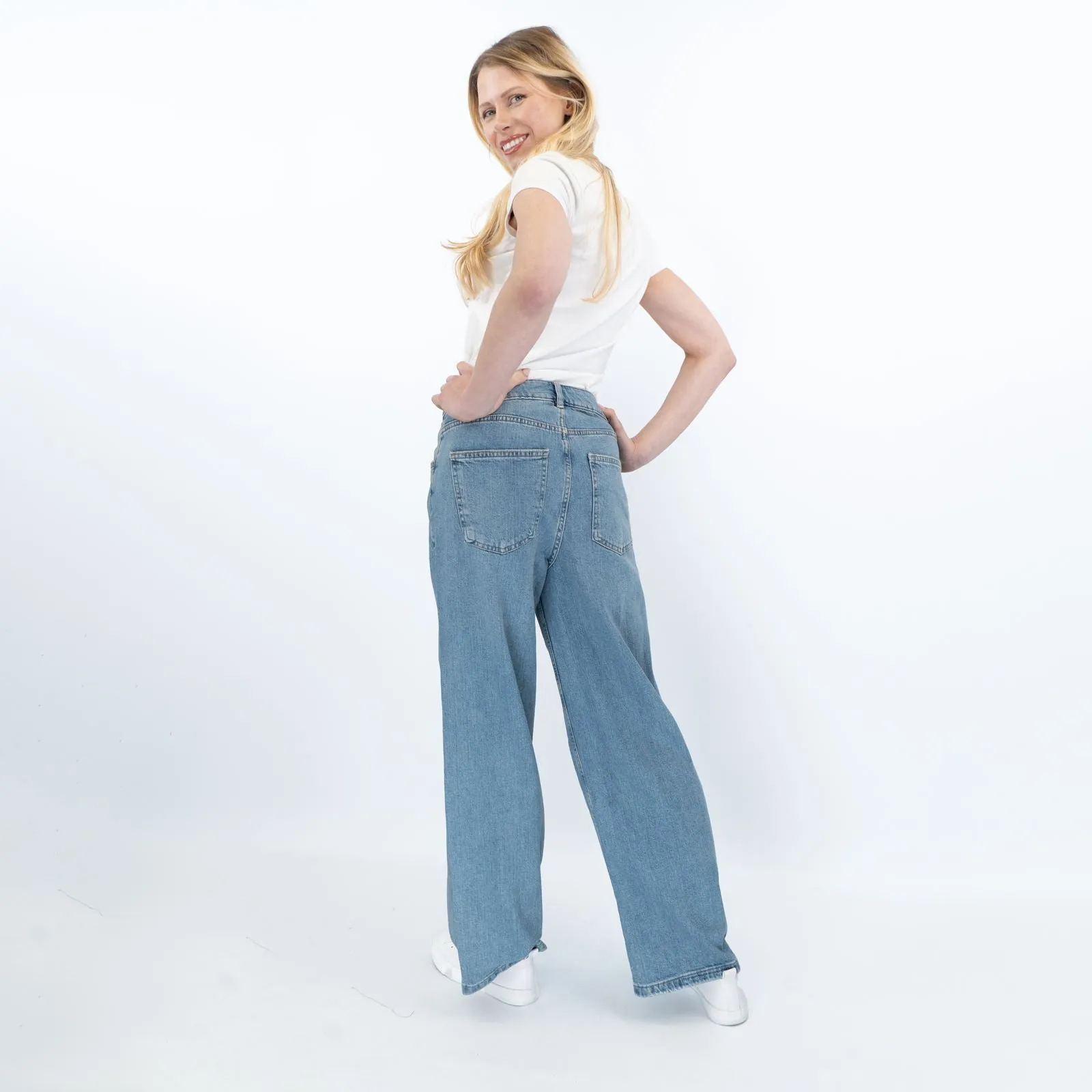 M&S Women's Wide Leg Jeans Light Denim