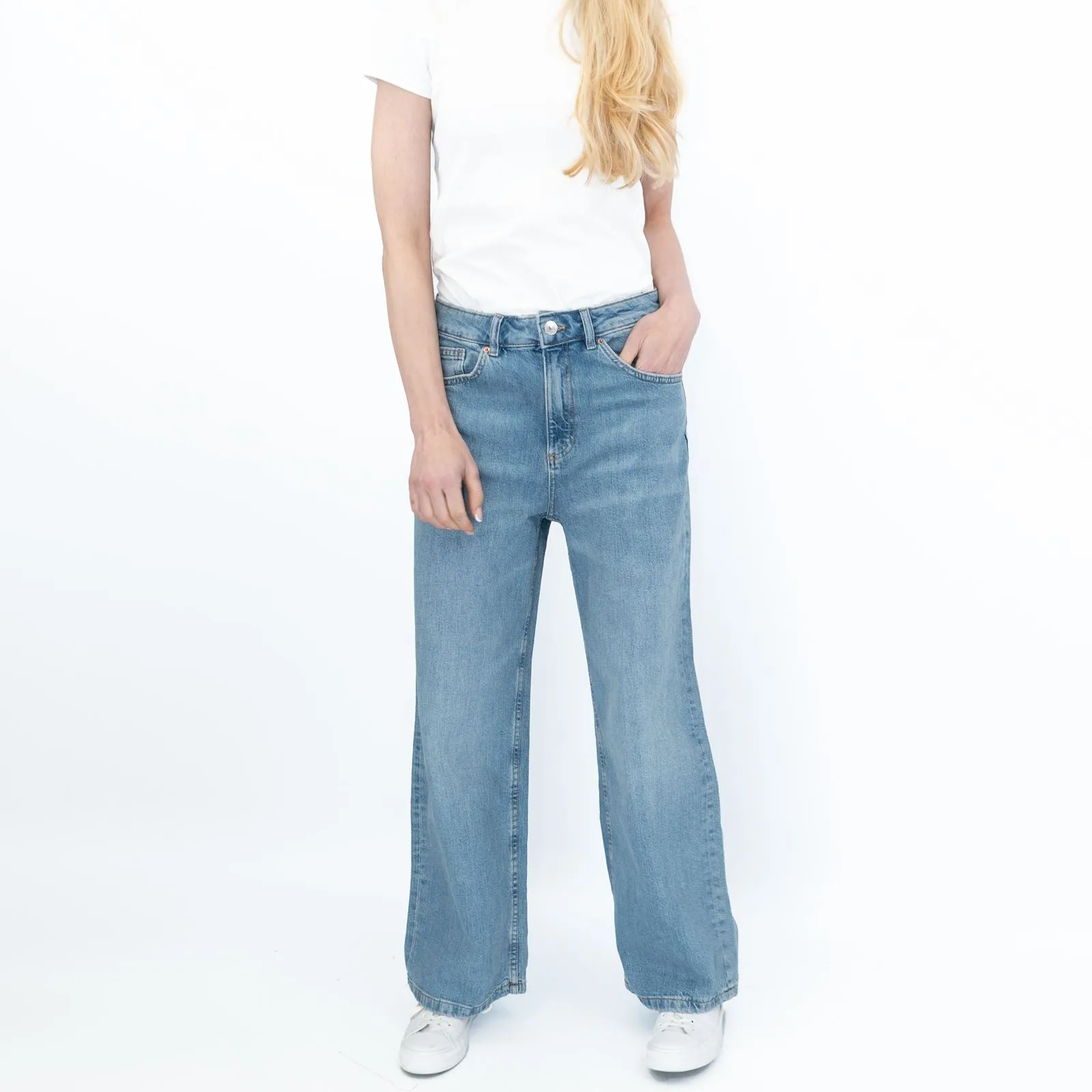 M&S Women's Wide Leg Jeans Light Denim