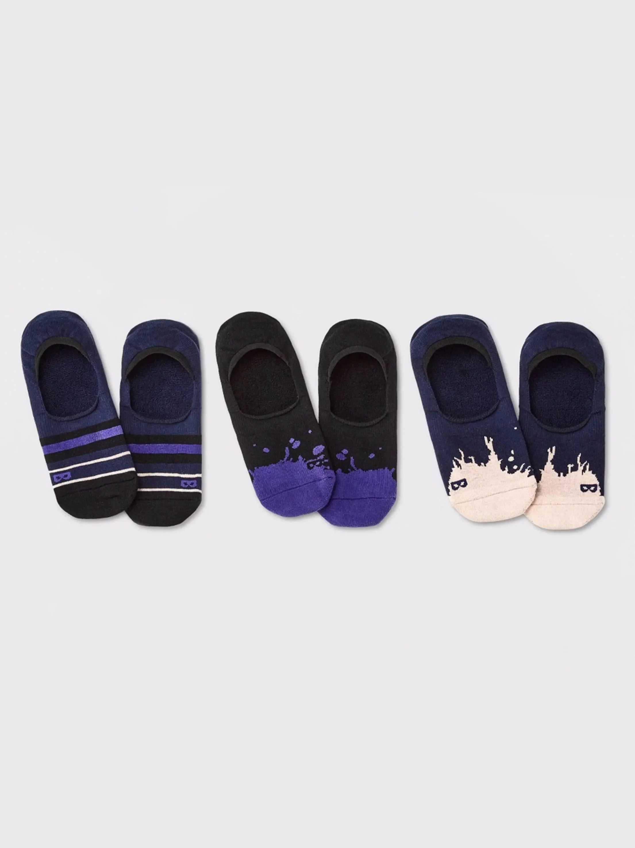 Men's 3 Pairs Printed Socks,Navy/Black