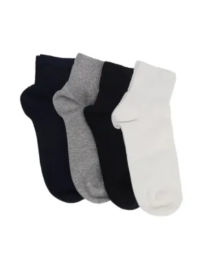 Men's 4 Pair Plain Solid Long Thin Socks,Multi
