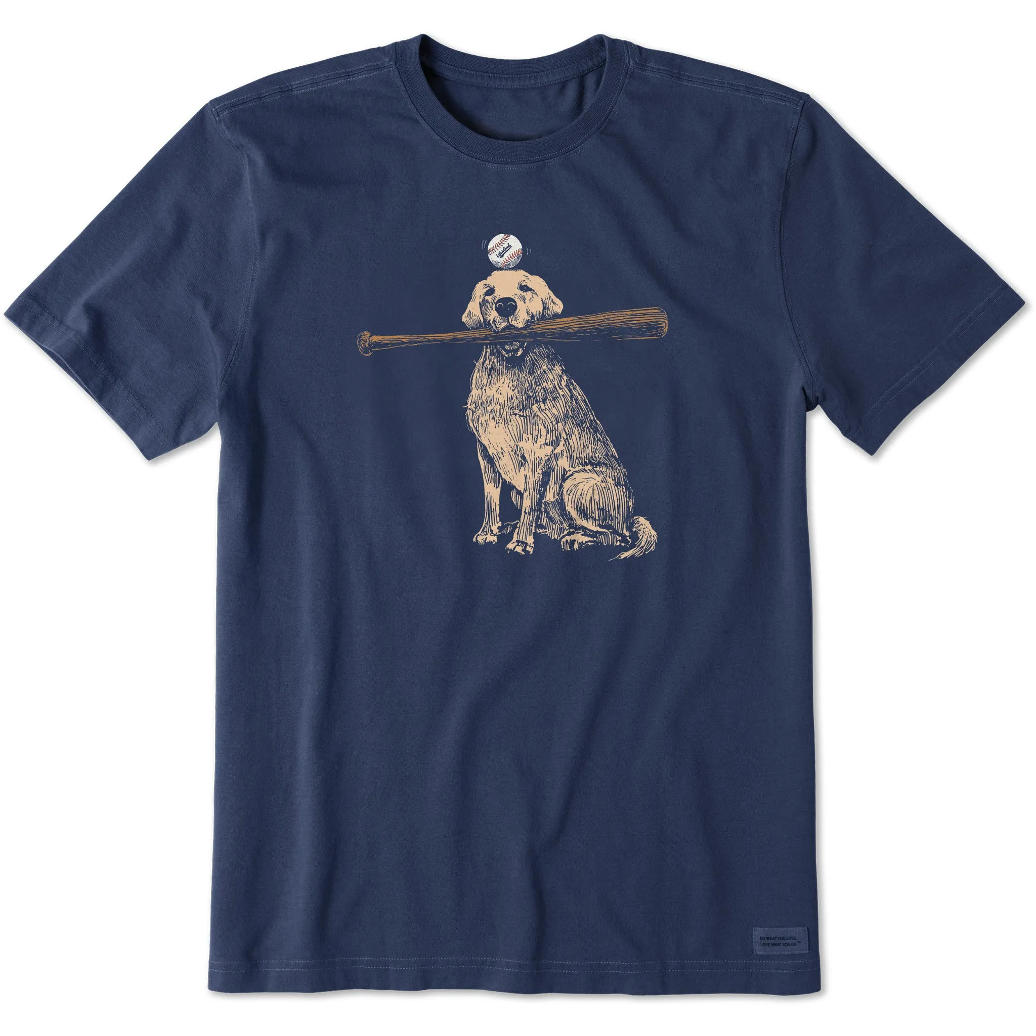Men's Dog with Bat and Ball Short Sleeve Tee Life is Good