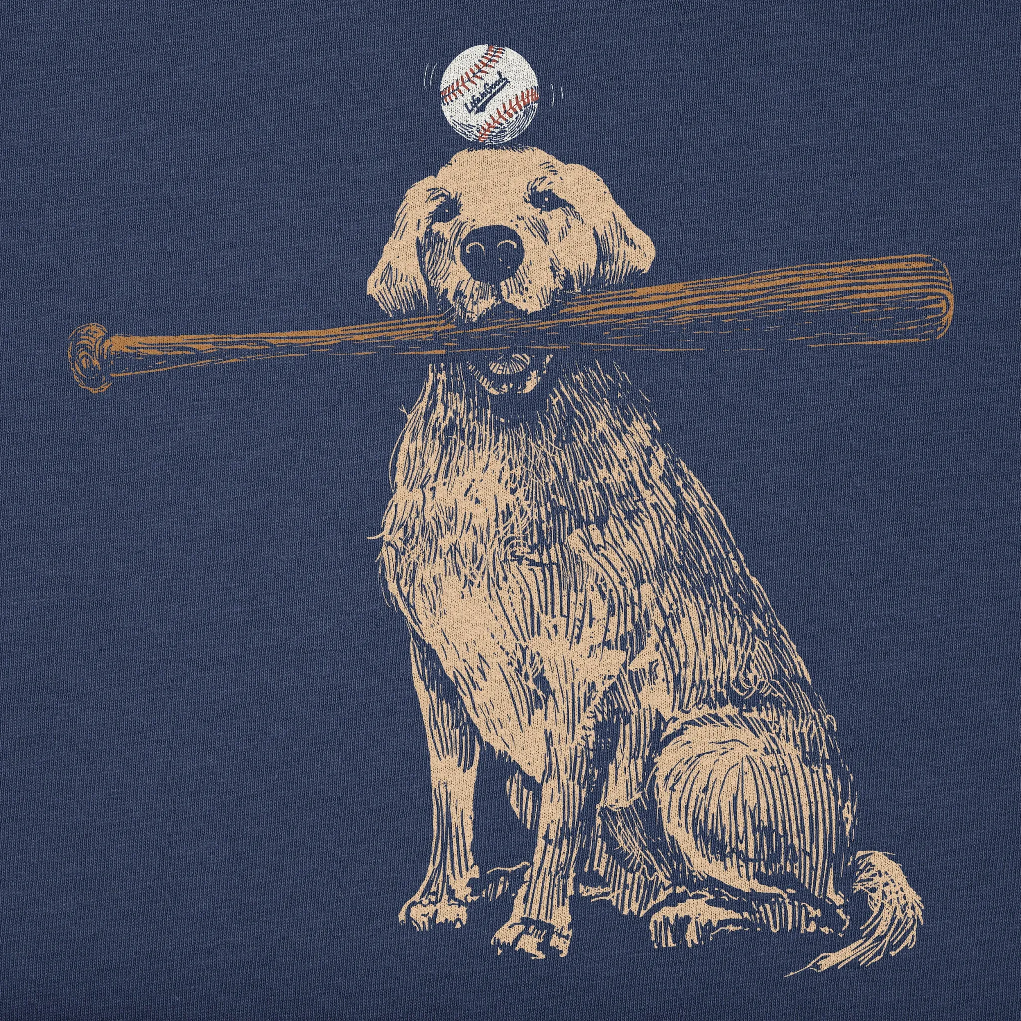 Men's Dog with Bat and Ball Short Sleeve Tee Life is Good
