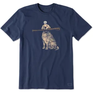 Men's Dog with Bat and Ball Short Sleeve Tee Life is Good