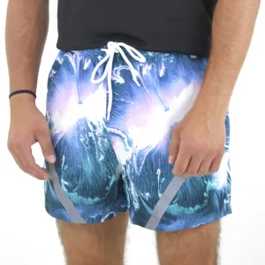 Men's Drawstring Elastic Waist Beach Short,Multi