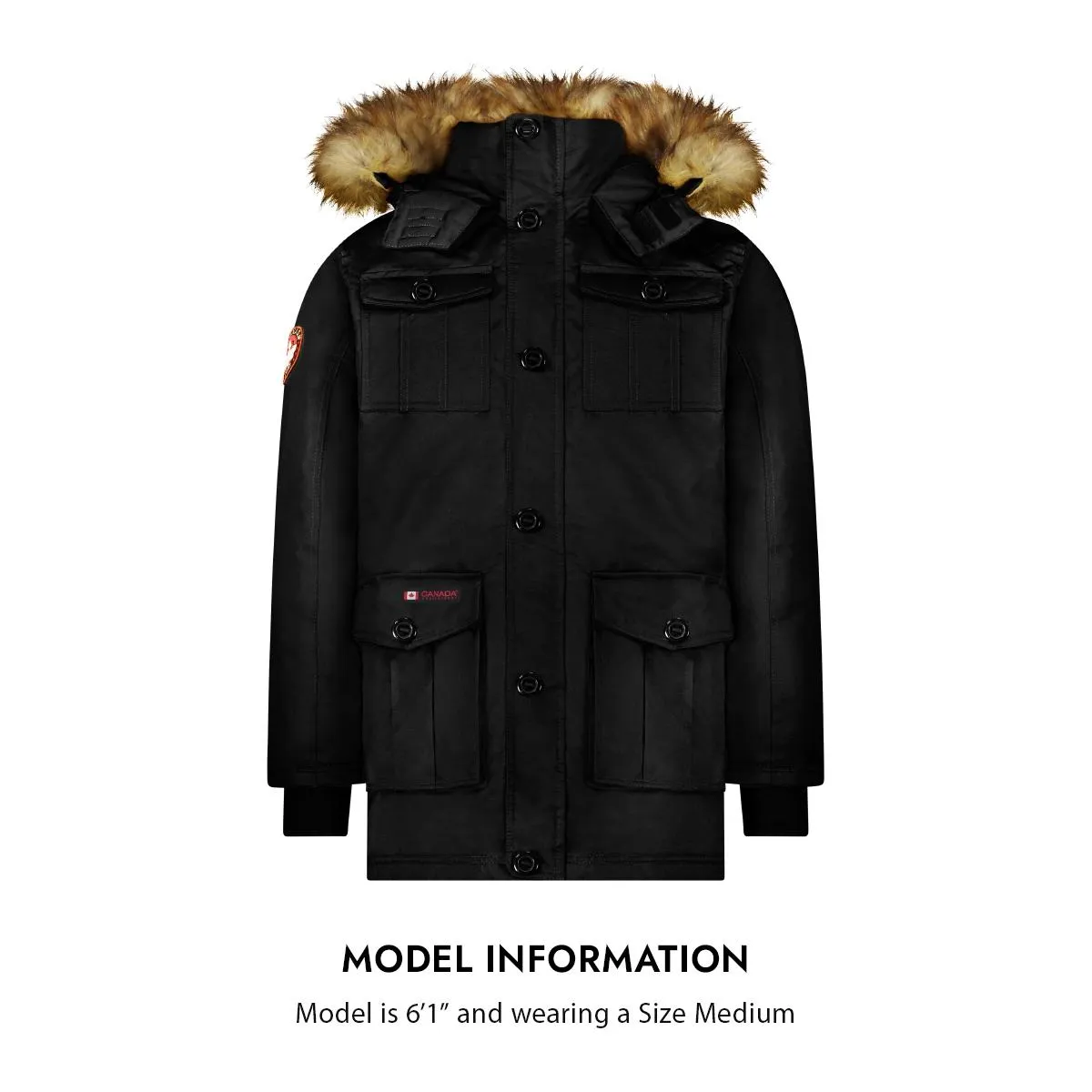 Mens Faux Fur Heavyweight Parka Coat
