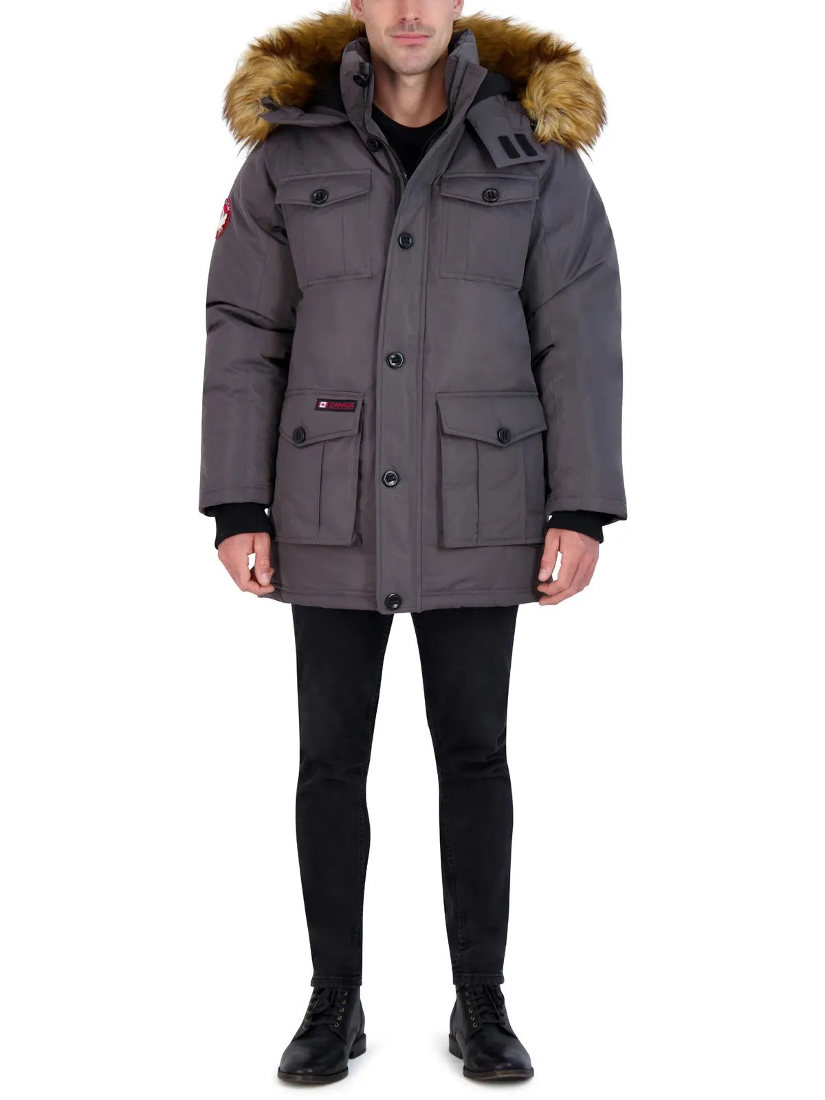 Mens Faux Fur Heavyweight Parka Coat
