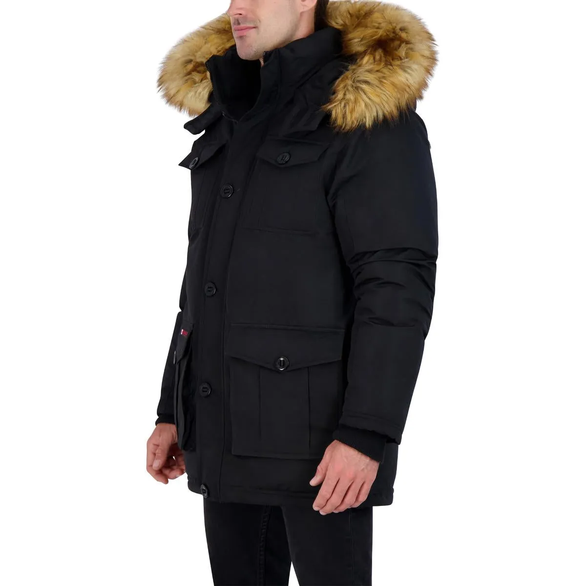 Mens Faux Fur Heavyweight Parka Coat