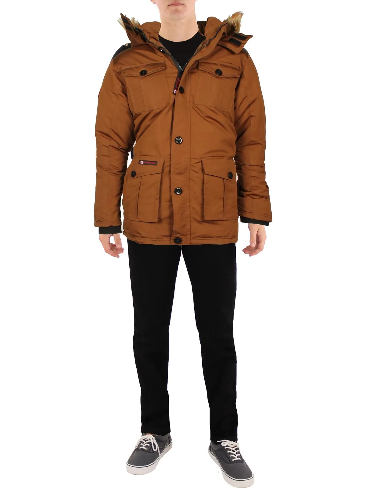 Mens Faux Fur Heavyweight Parka Coat