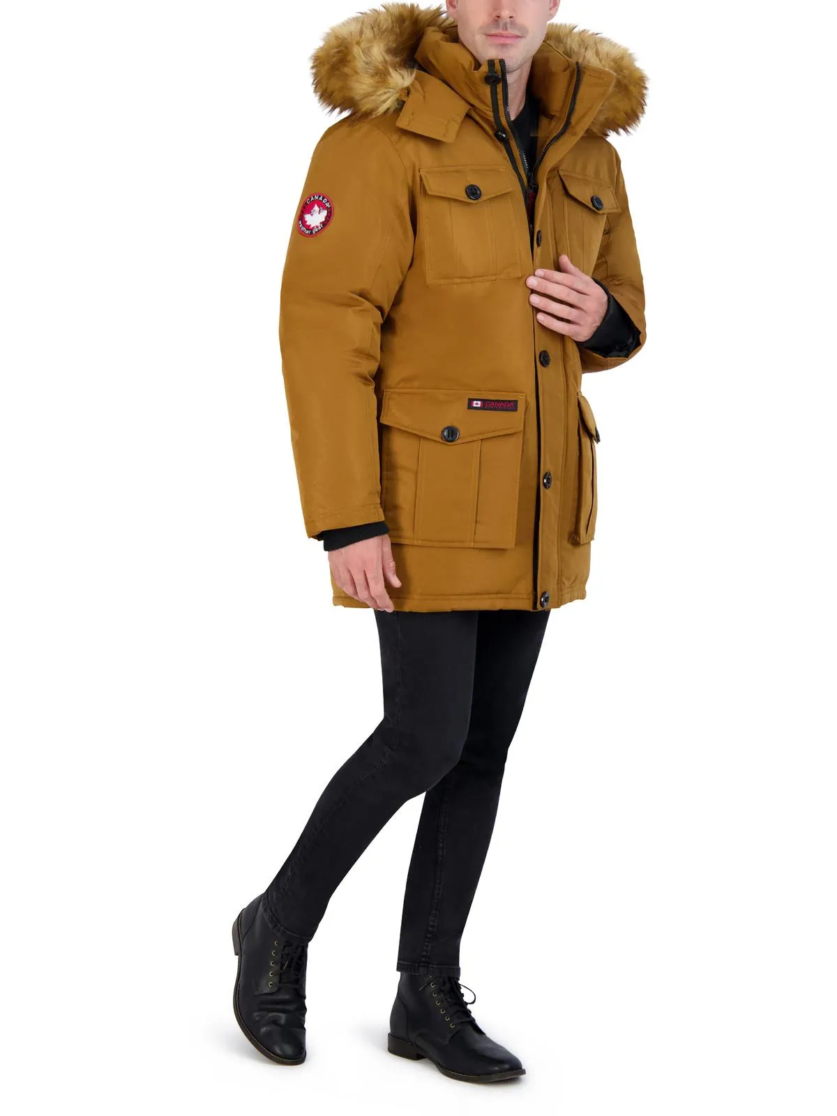 Mens Faux Fur Heavyweight Parka Coat