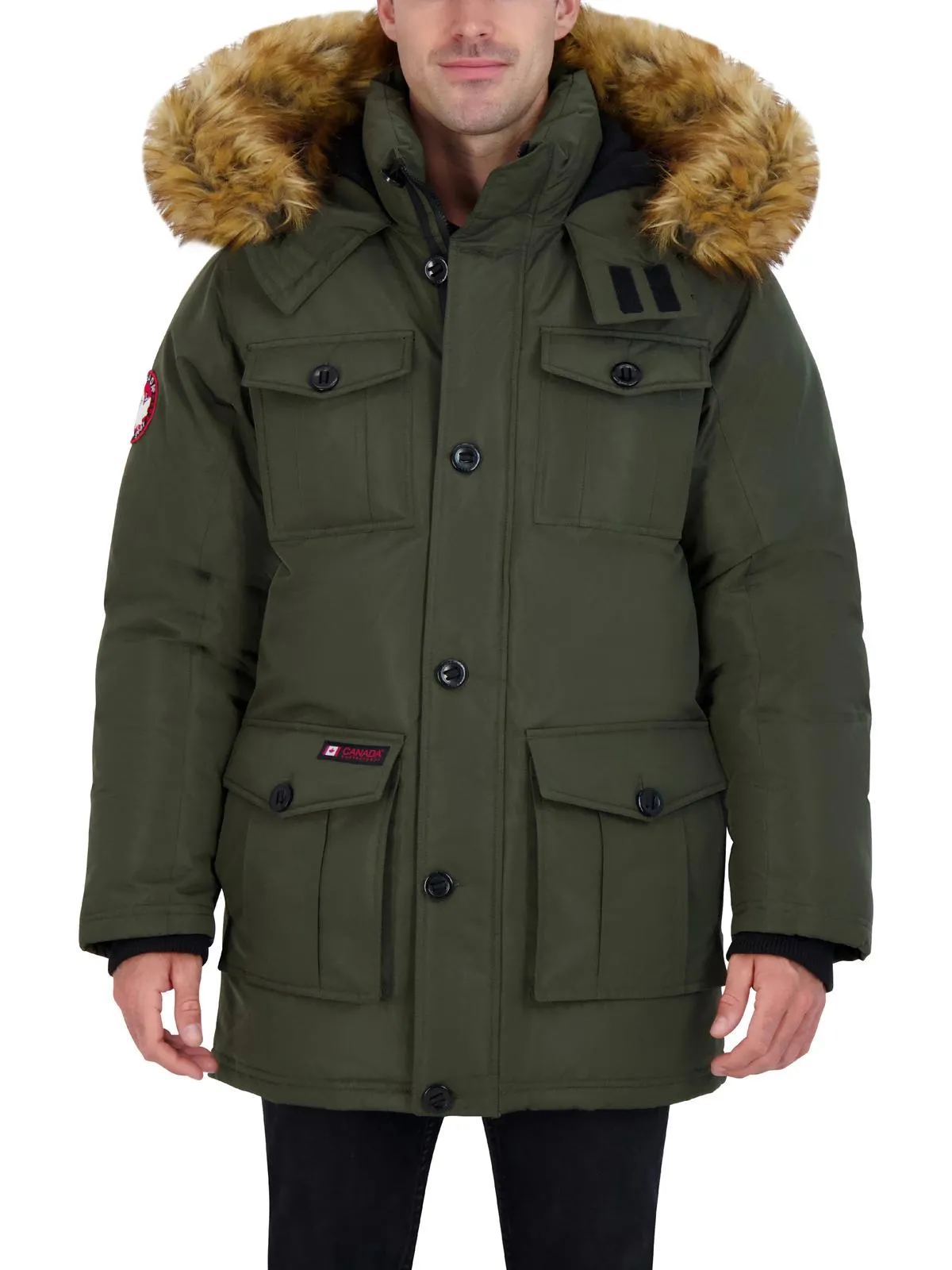 Mens Faux Fur Heavyweight Parka Coat