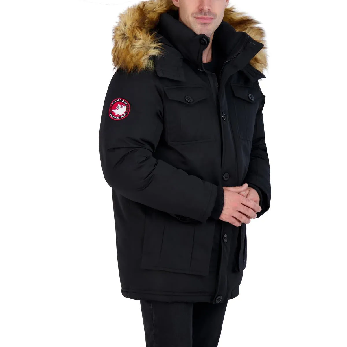 Mens Faux Fur Heavyweight Parka Coat