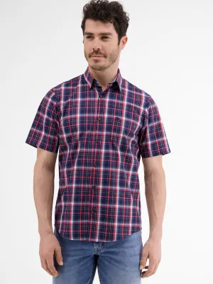 Men's Plaid Dress Shirt,Navy/Red