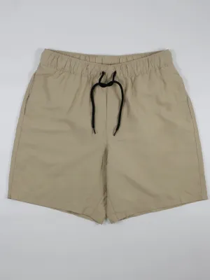 Men's Plain Solid Swim Short,Beige