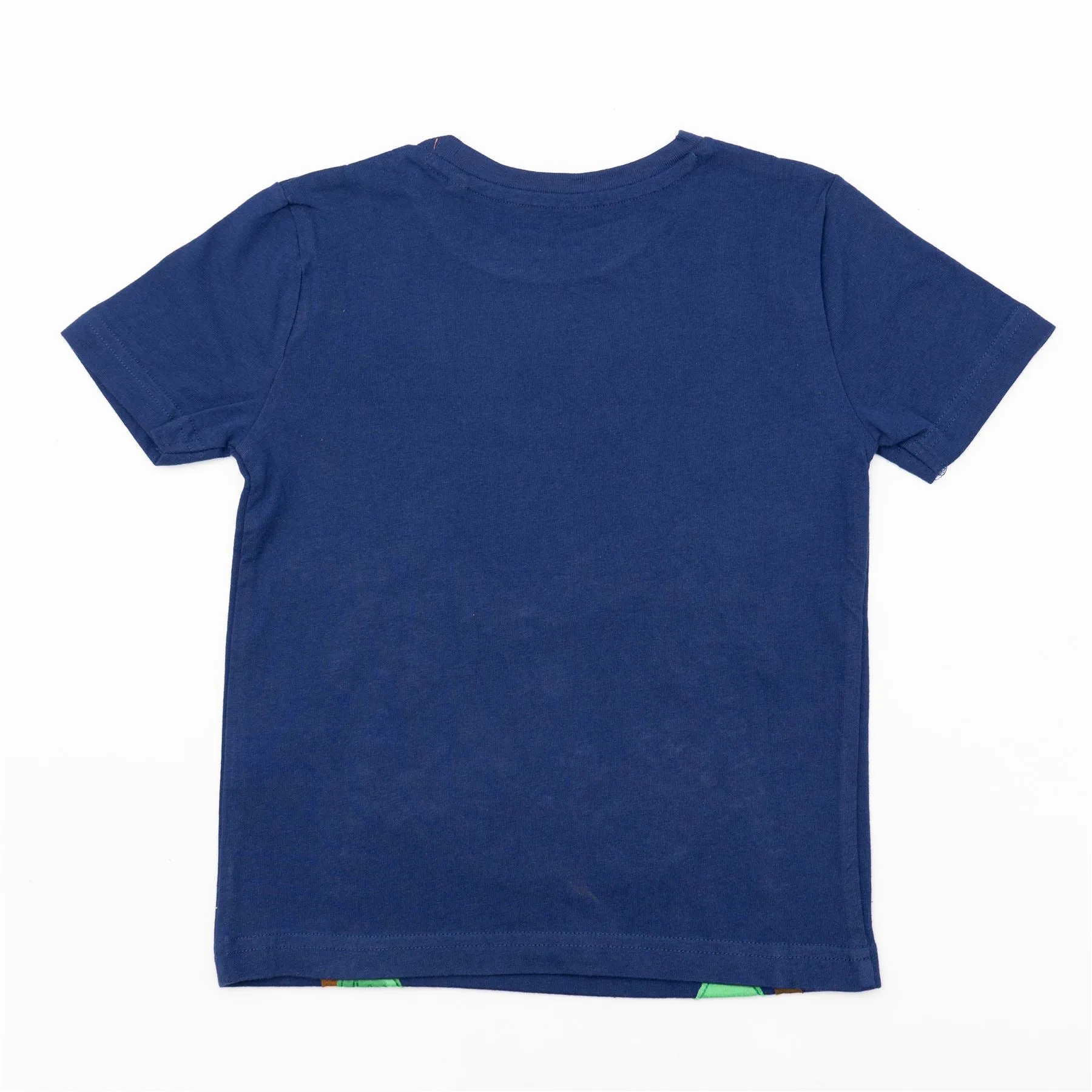 Mini Boden Boys Relaxing Sloth Holiday Navy Blue Short Sleeve Tops