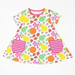 Mini Boden Girls Pink Fruits Short Sleeve Jersey Fun Summer Dresses