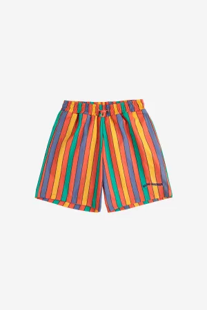 Multicolor Stripes Swim Board Shorts (Kids)