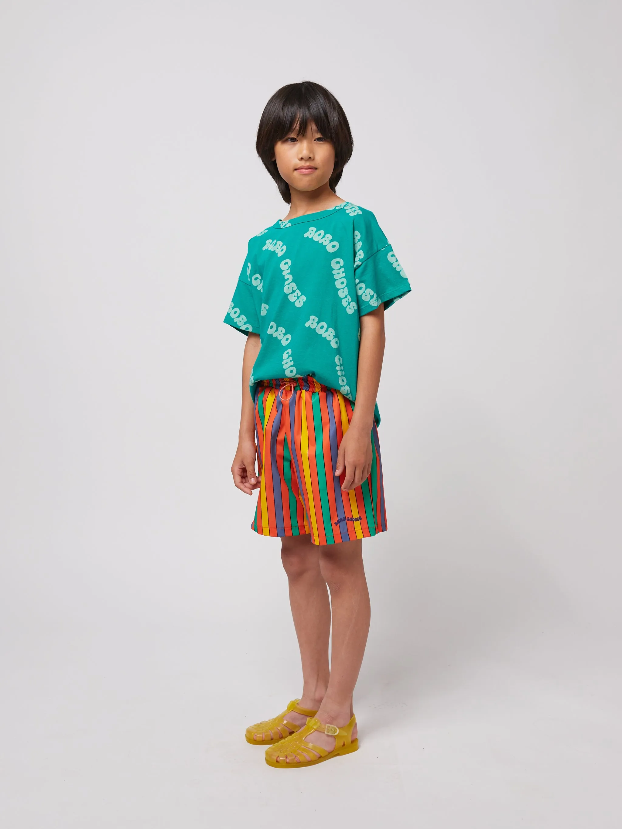 Multicolor Stripes Swim Board Shorts (Kids)